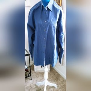 LORENZINI NEIMAN MARCUS blue cotton shirt 16.5/42 MEN'S